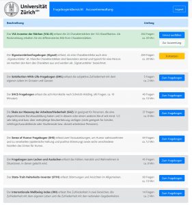 Uni Zuerich Fragebogen